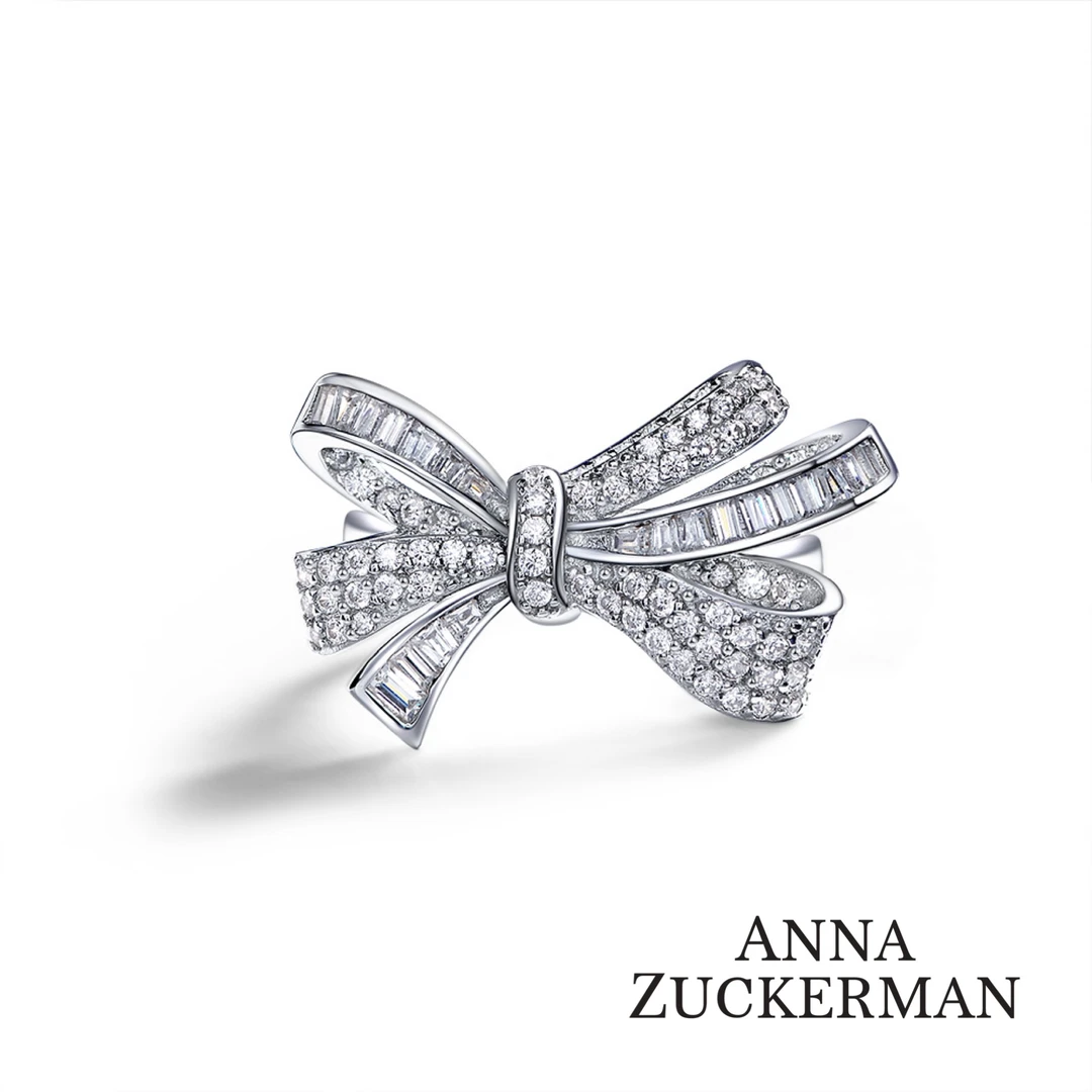 ANNA ZUCKERMAN 925银合成锆石戒指 轻奢百搭简约蝴蝶结戒指R1090
