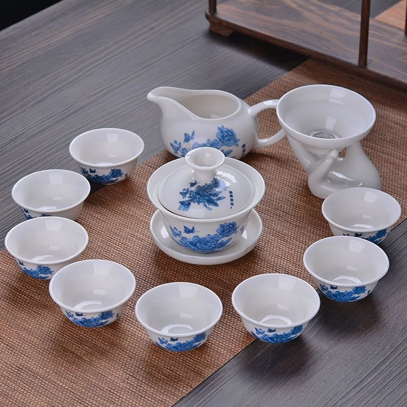 C587茶具套装特价包邮茶杯茶壶整套陶瓷茶具家用茶具盖碗白瓷