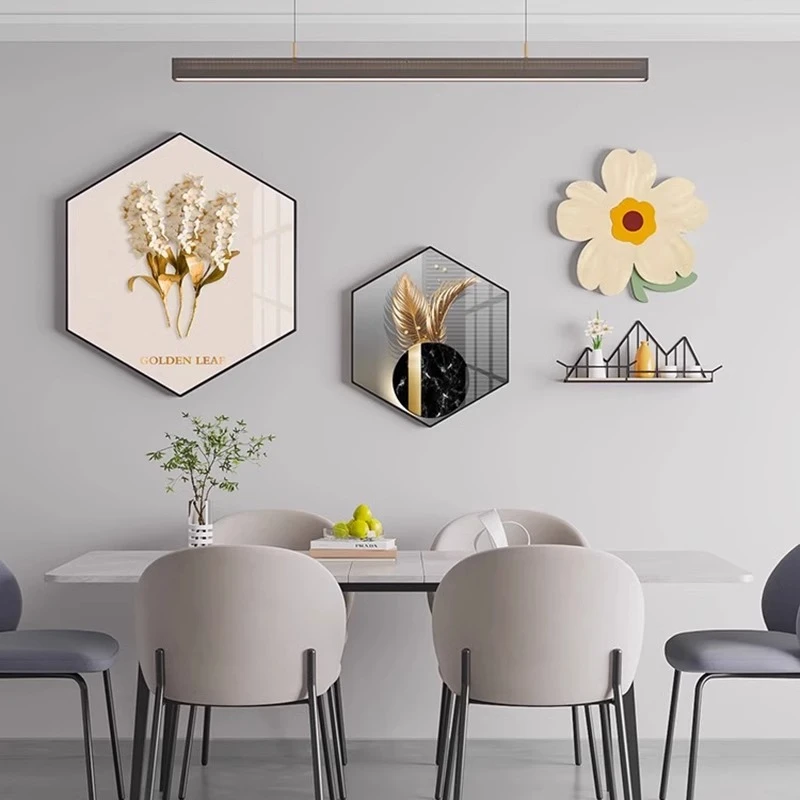 现代轻奢餐厅装饰画2024新款轻奢饭厅高档背景墙高端网红组合挂画