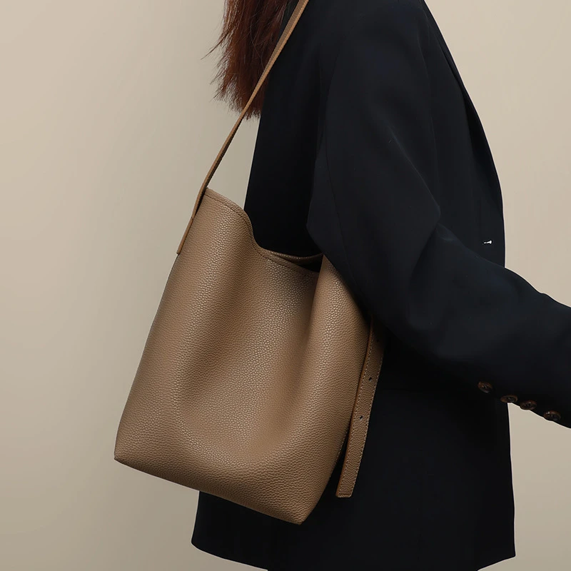 水桶包单肩包真皮女包大容量大包托特包气质百搭包休闲通勤