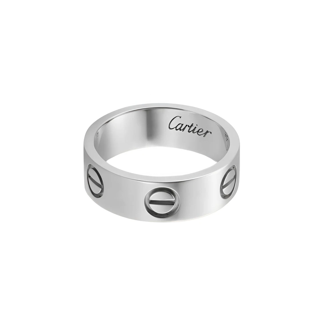 99新 Cartier/卡地亚 love宽版18K白金卡地亚戒指