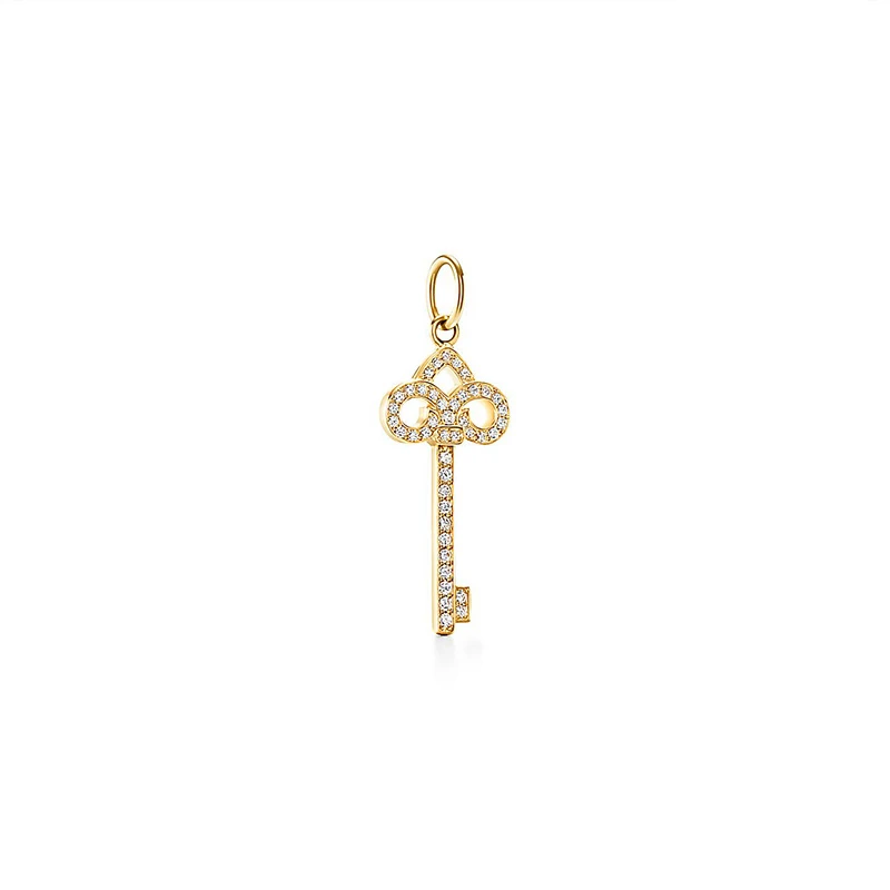 99新 Tiffany & Co./蒂芙尼 钥匙系列满钻mini镂空吊坠18K黄金