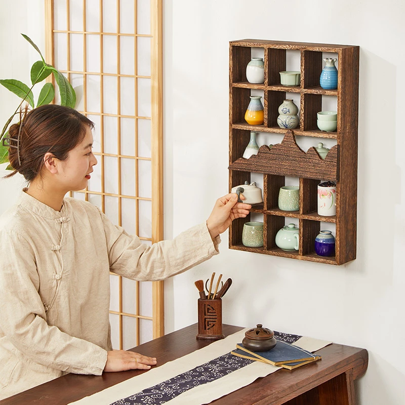 【粉丝专属】置物架博古架多宝阁客厅家用收纳柜壁挂中式格子储物柜