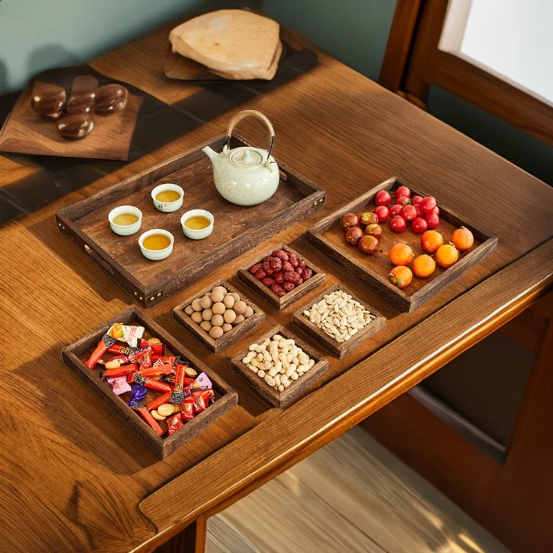 七件套木质托盘家用煮茶围炉煮茶庆生摆架收纳复古中式婚庆摆台