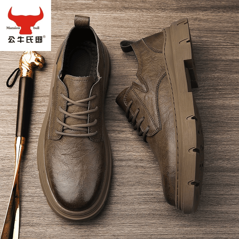 男鞋春季2023新款英伦风商务复古休闲百搭皮鞋男士低帮马丁鞋工作
