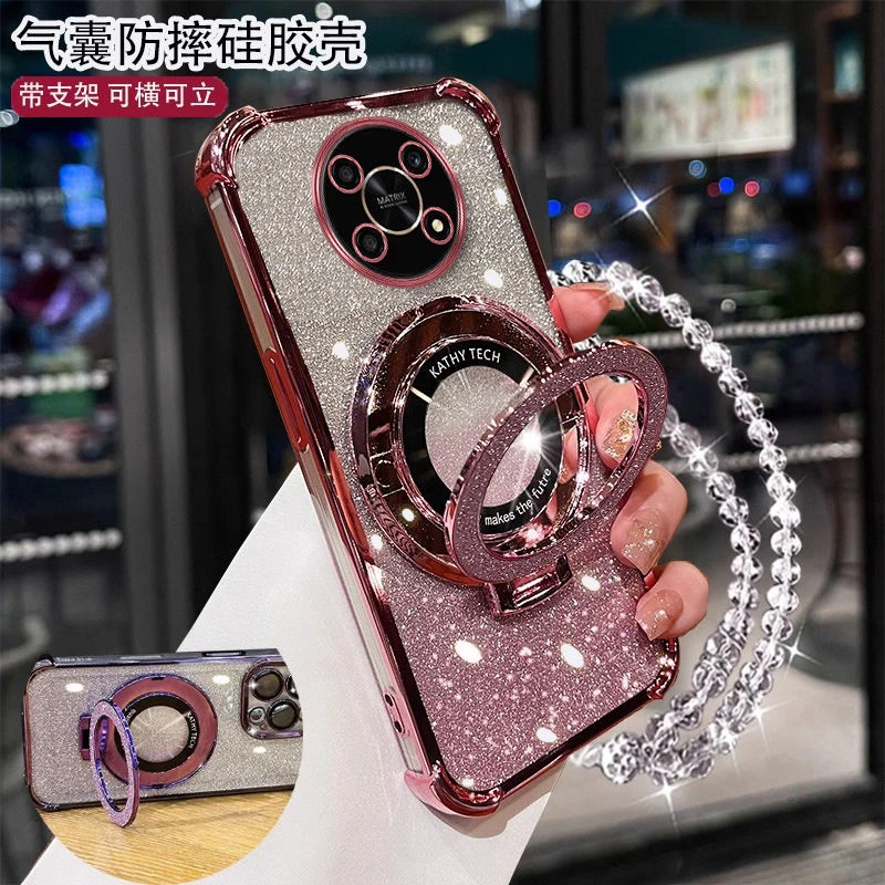 华为荣耀X30四角气囊手机壳ANY-AN00带磁吸支架全包防摔软壳男女