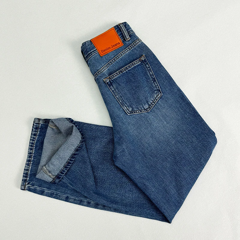 花匣子牛仔裤57867显瘦显高直筒窄版水洗高腰宽松蓝色阔腿裤女士