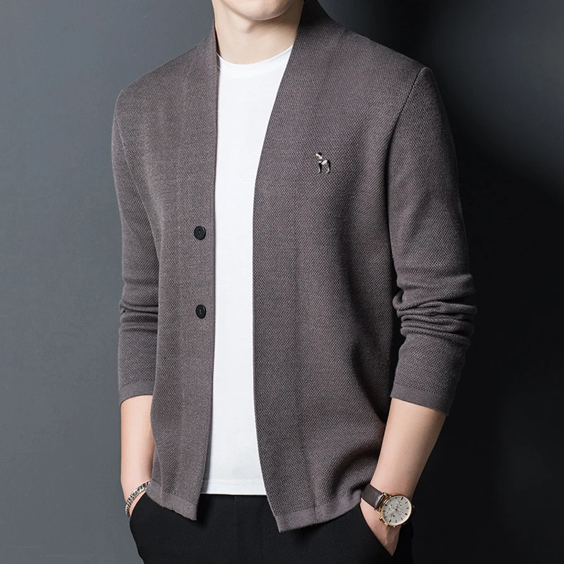 【专柜正品】男士羊毛开衫中青年休闲百搭上衣外套舒适针织衫毛衣