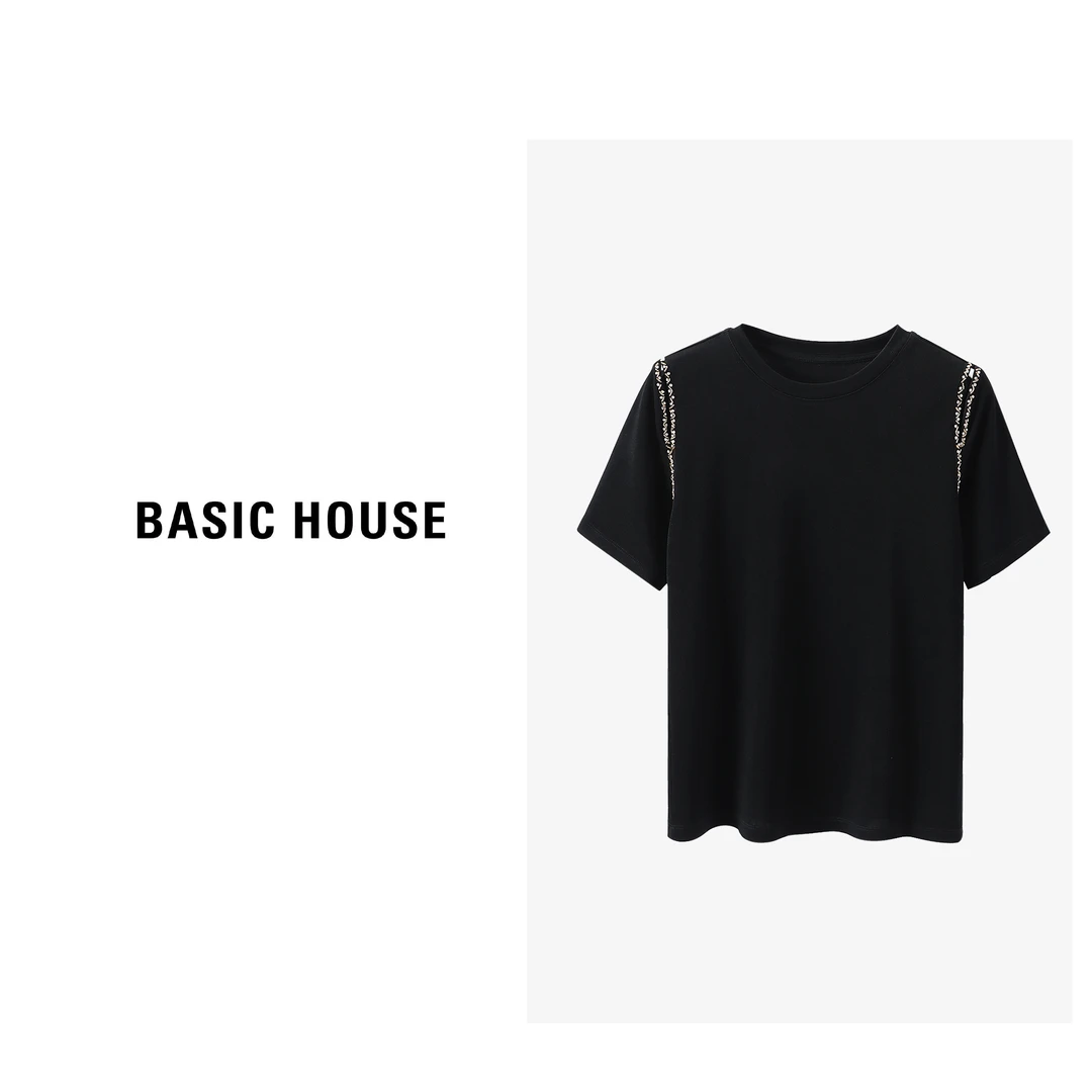 Basic House/百家好百搭时尚简约设计显瘦圆领休闲t恤B0633B5A052