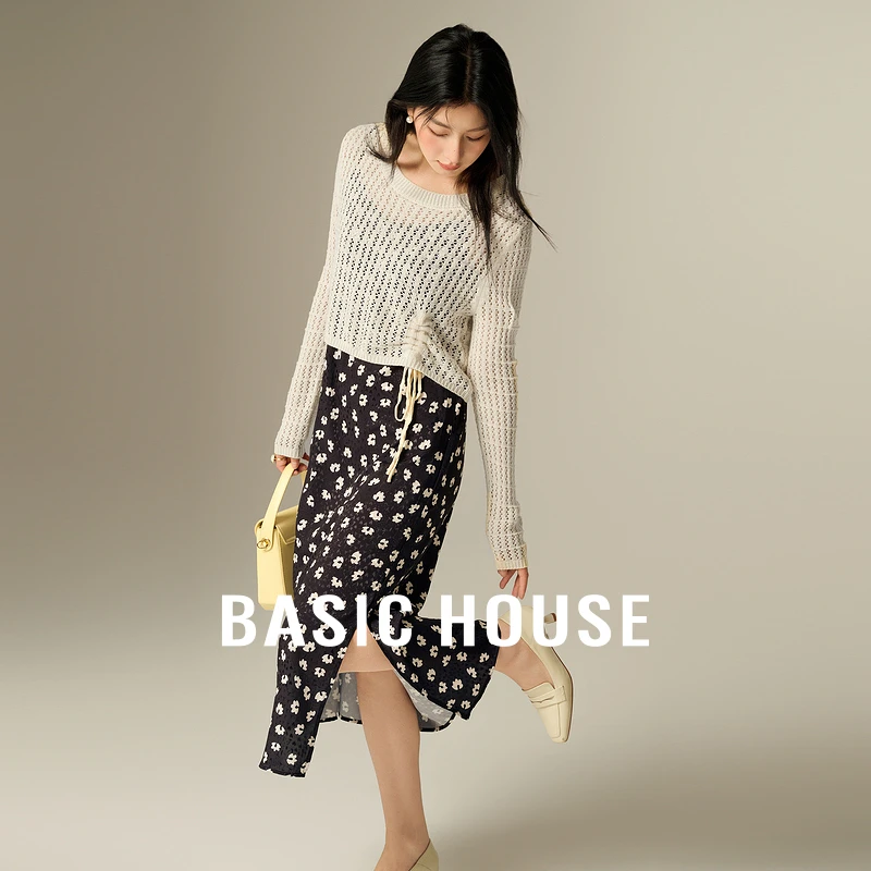 Basic House/百家好新款罩衫+碎花连衣裙套装B0624S5Q372