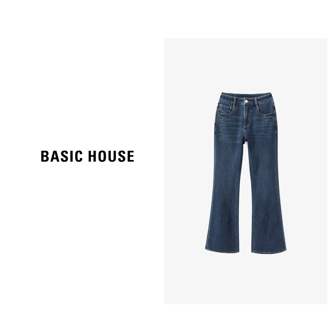 Basic House/X百家好舒适休闲直筒显瘦微喇叭牛仔裤B0633B5K842