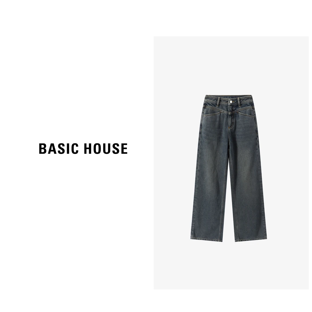 Basic House/X百家好中高腰时髦减龄显腿长通勤牛仔裤B0623H5A342