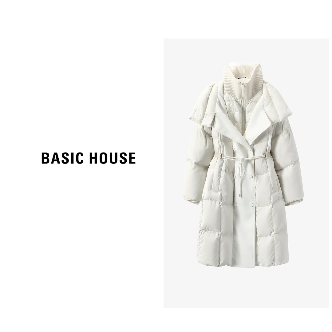 Basic House/百家好防寒收腰热力感中长款宽松羽绒服B0623H5O902