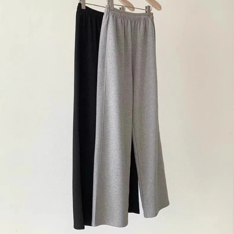 现货 ounce 韩国东大门代购2024秋冬新款 松紧腰两色休闲卫裤