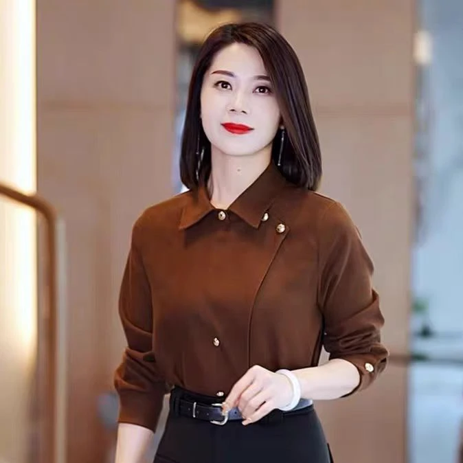 3137-1【衣长55】加绒加厚衬衫女秋新款修身显瘦百搭洋气宽松衬衣