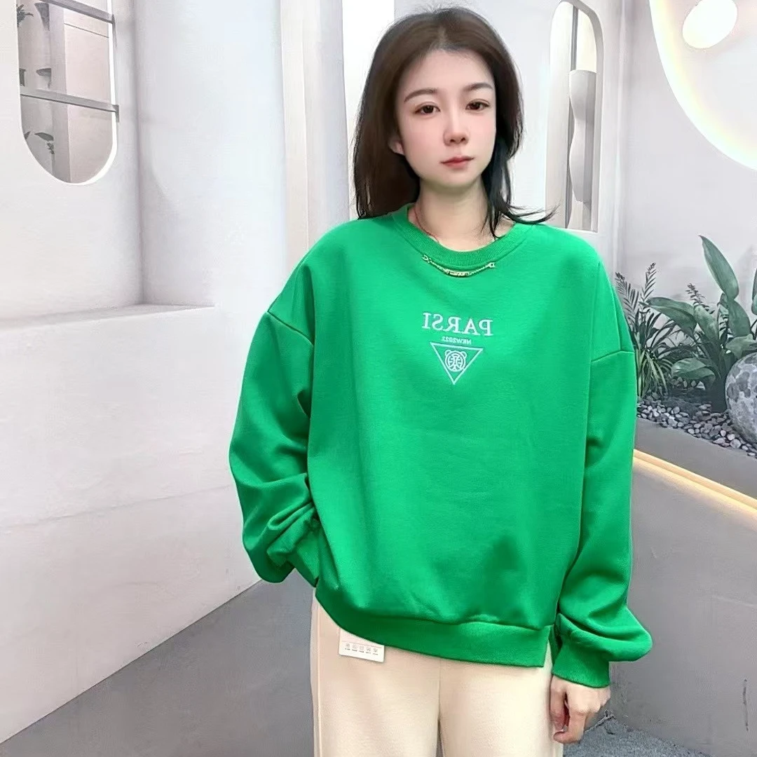 22D11【衣长58】圆领卫衣女小个子春秋新款韩版宽松短款休闲上衣