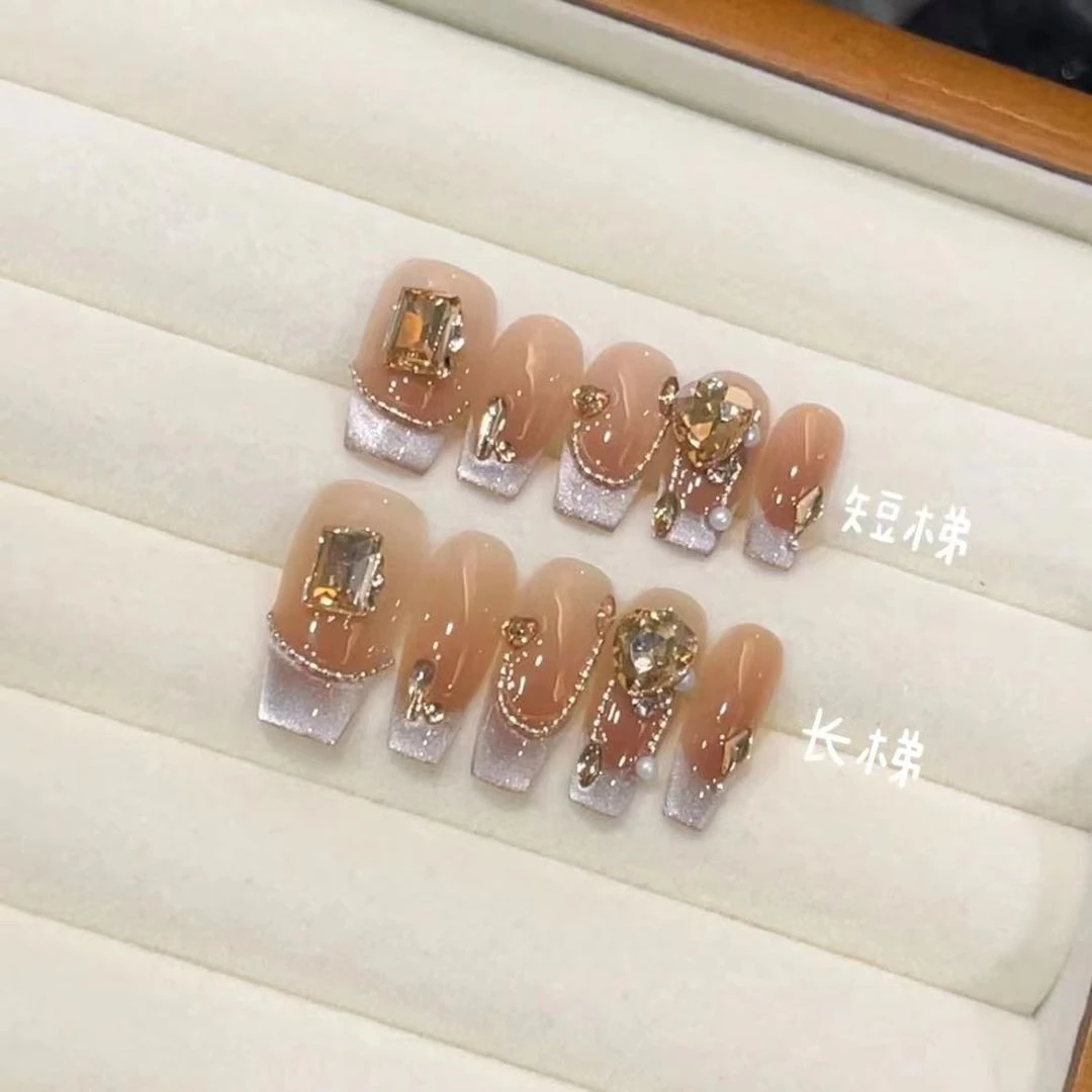 【顶楼大千金】纯手工穿戴甲可反复穿戴气质细闪中长