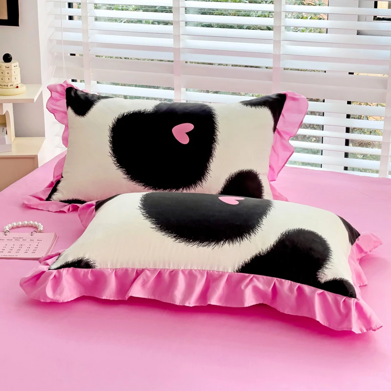 水洗棉花边枕套一对单人枕头套双四季通用单只加厚枕芯套宿舍学生