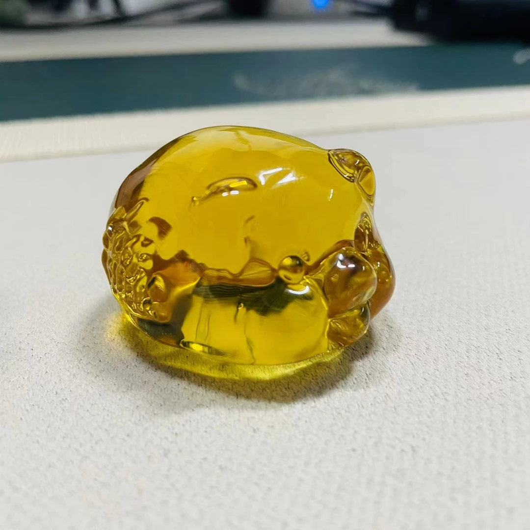 琉璃小金猪 精美金色手把玩件 摆件