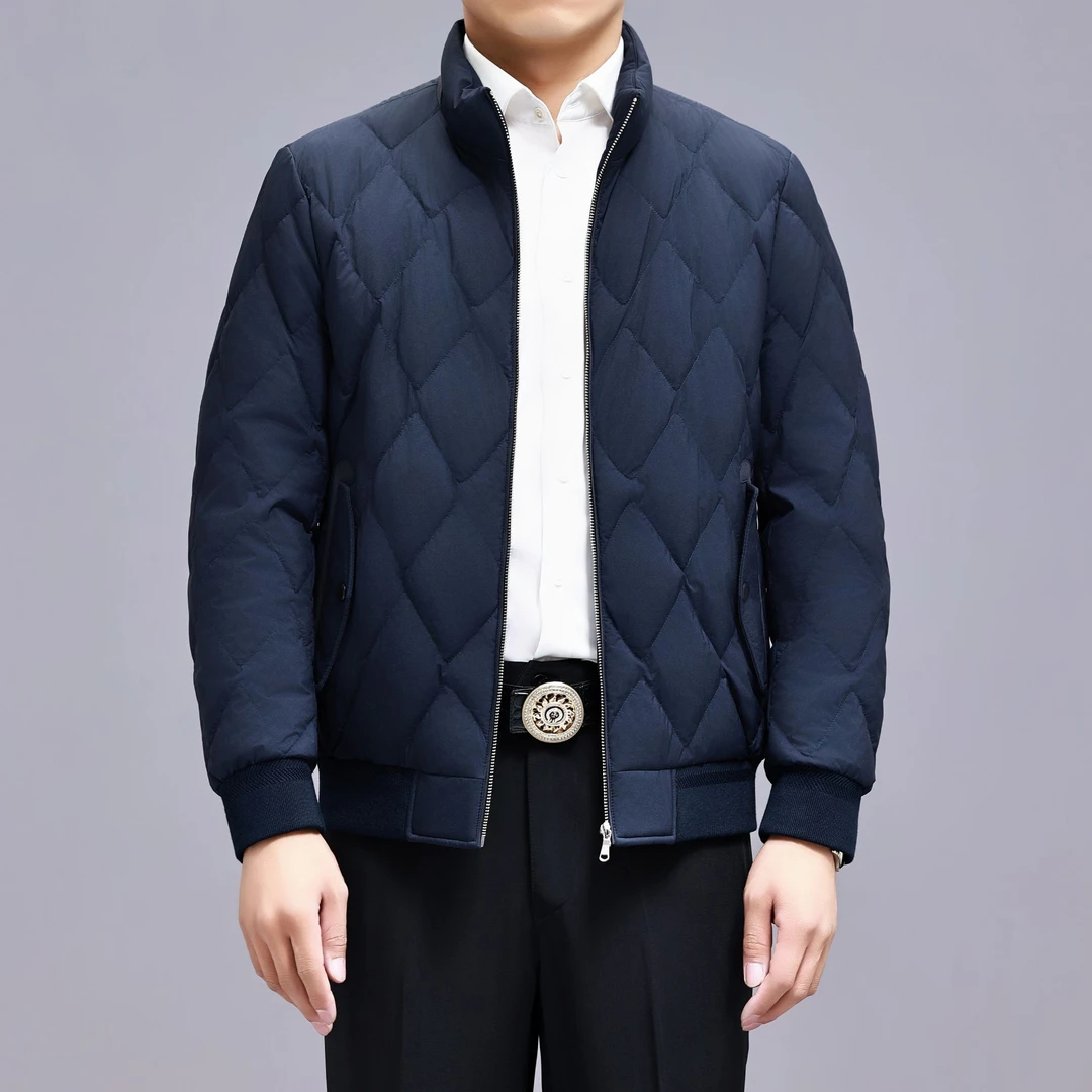 美良冬季新款鹅绒夹克翻领拉链男加厚外套3905-2