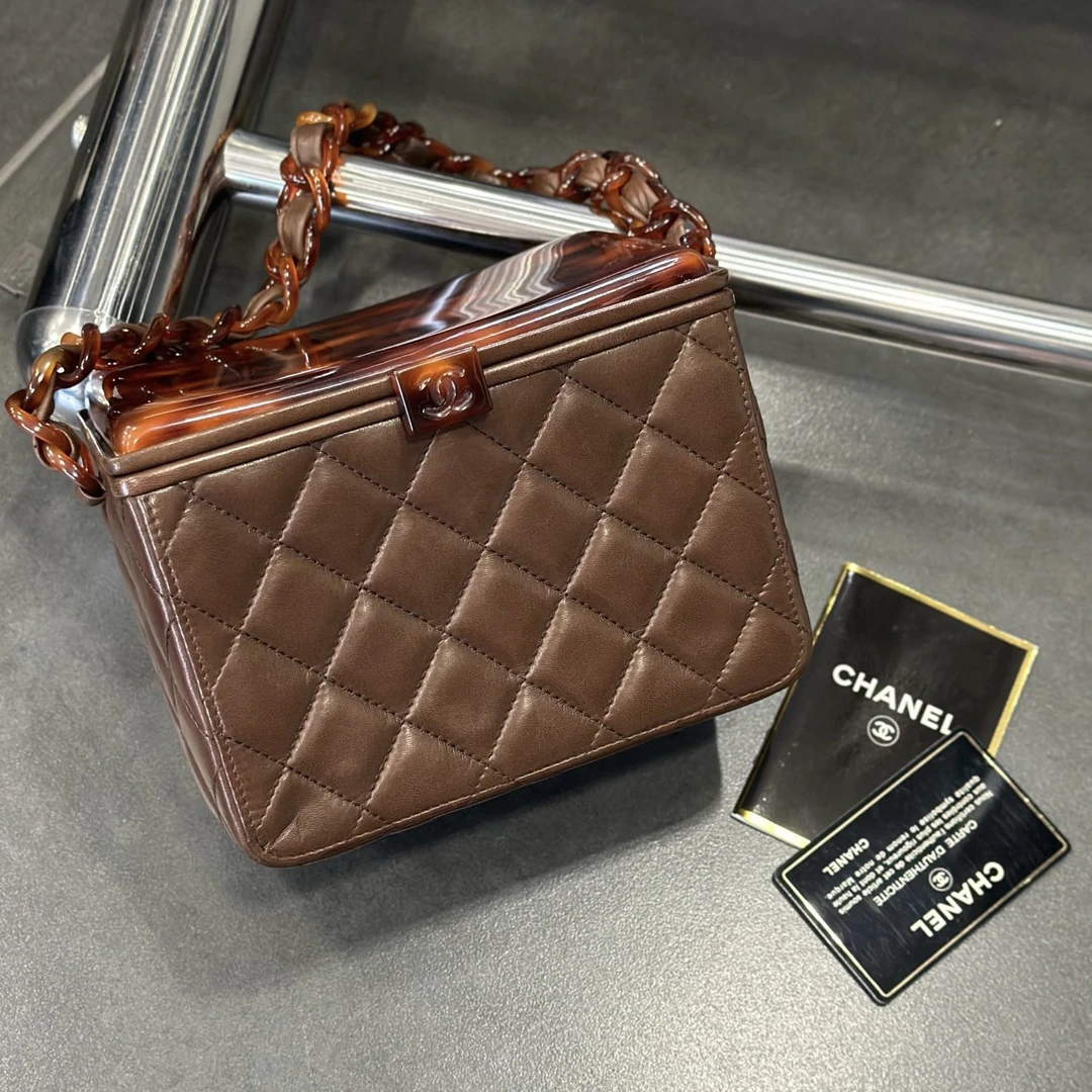 95新 Chanel/香奈儿 Chanel 巧克力玳瑁手提盒子