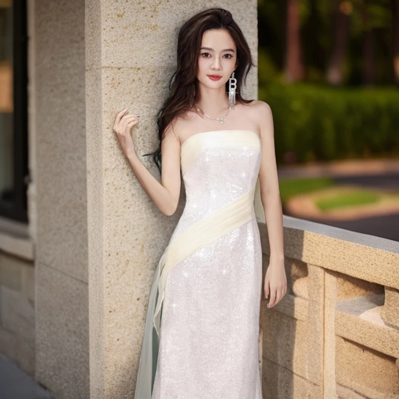 晚礼服女宴会轻奢小众法式高级感抹胸年会网红时尚炸街新款户外裙