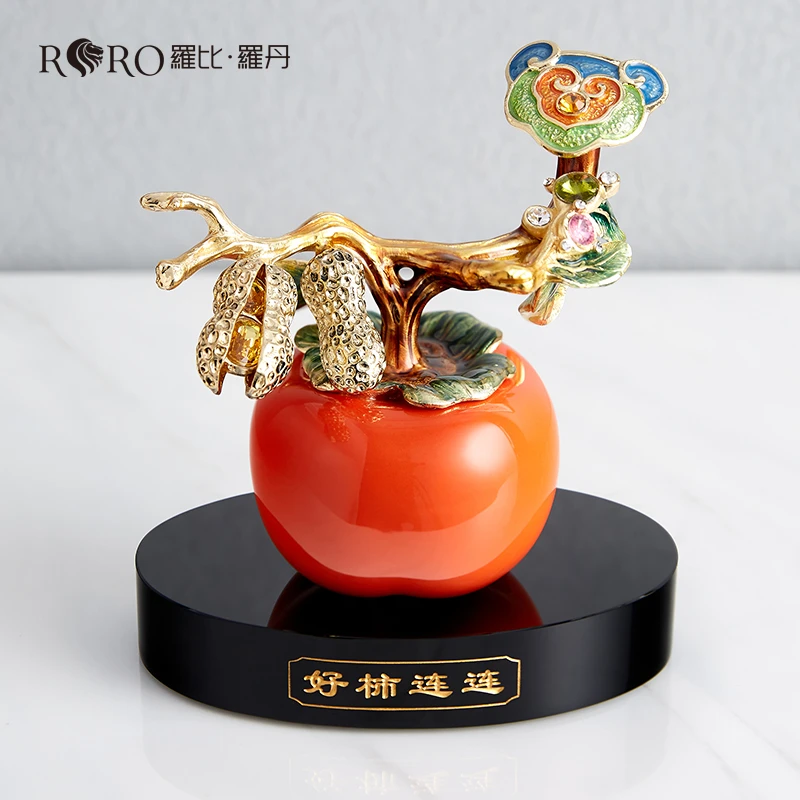 罗比罗丹《好柿连连》摆件创意柿子如意摆件高档珐琅彩工艺礼品