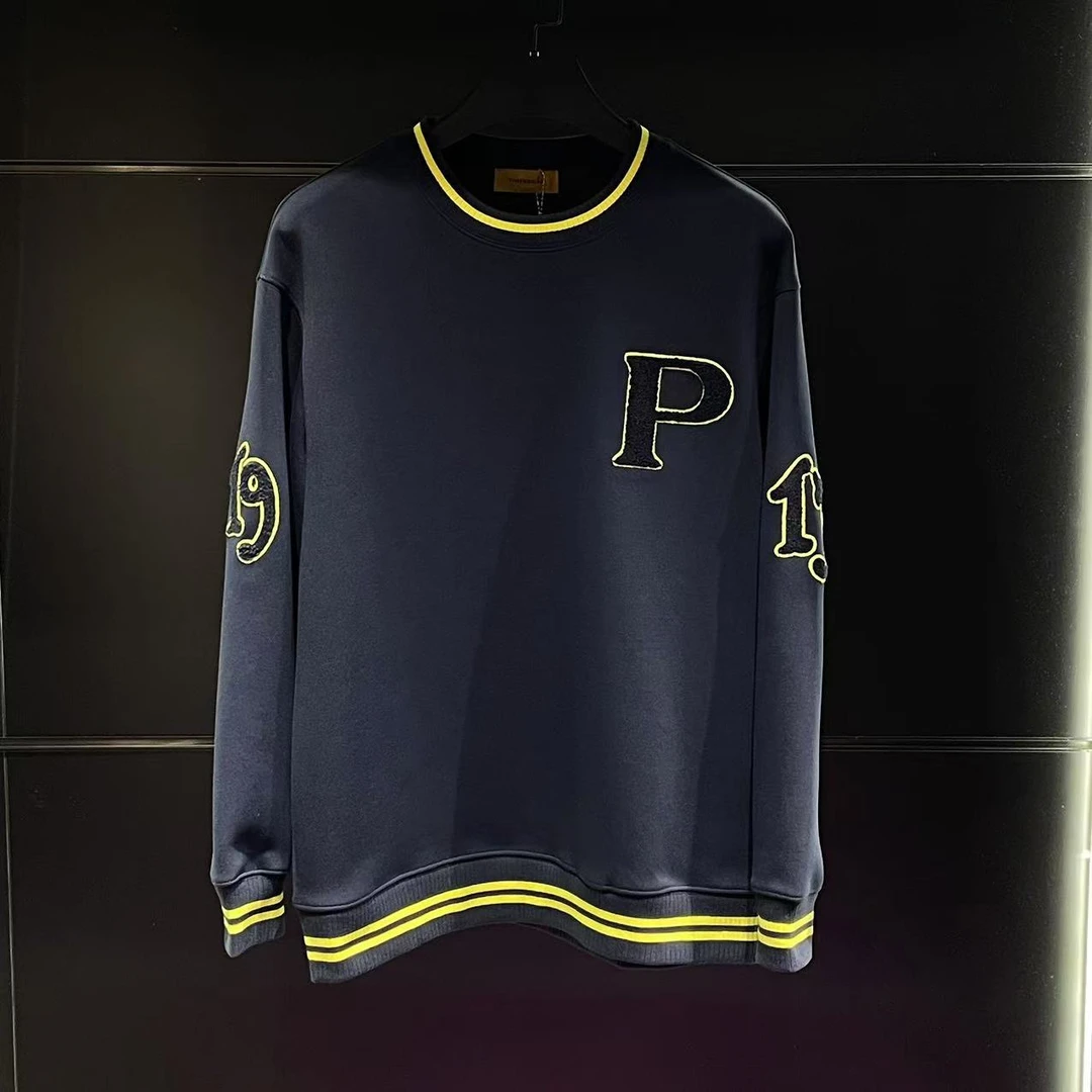 【TIME BOKAN】9350男士冬季新款时尚休闲百搭潮流拼色植绒圆领卫衣