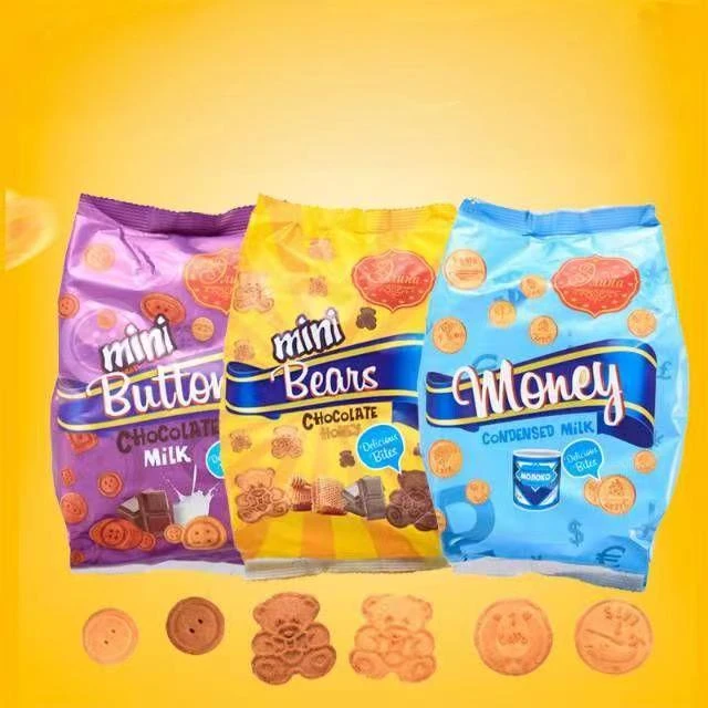 宝山俄罗斯进口涅夫斯基迷你熊纽扣硬币巧克力蜂蜜炼乳饼干200g