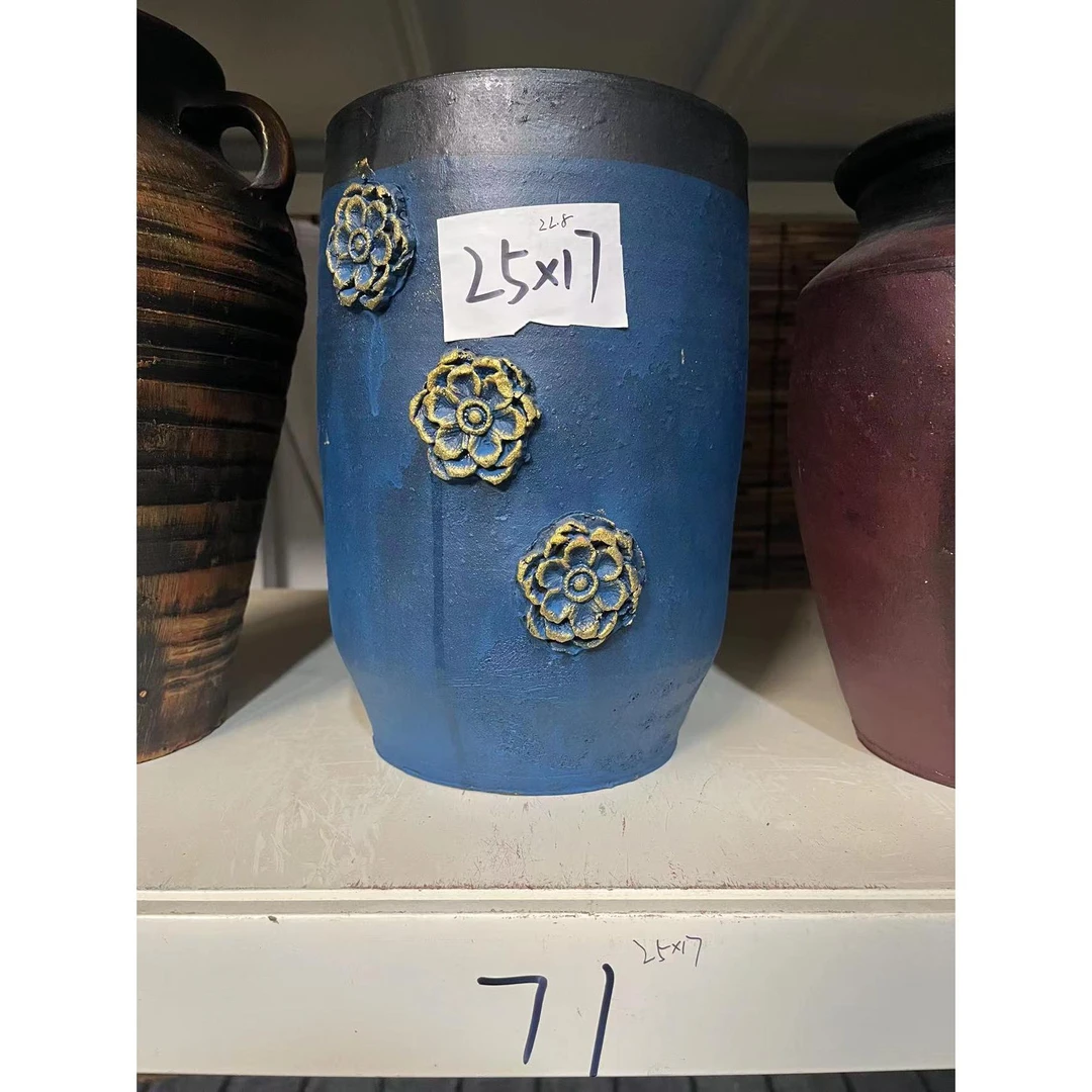 编号71- 手工陶罐粗陶花瓶多肉花盆复古花瓶花器土陶罐瓦罐插干花