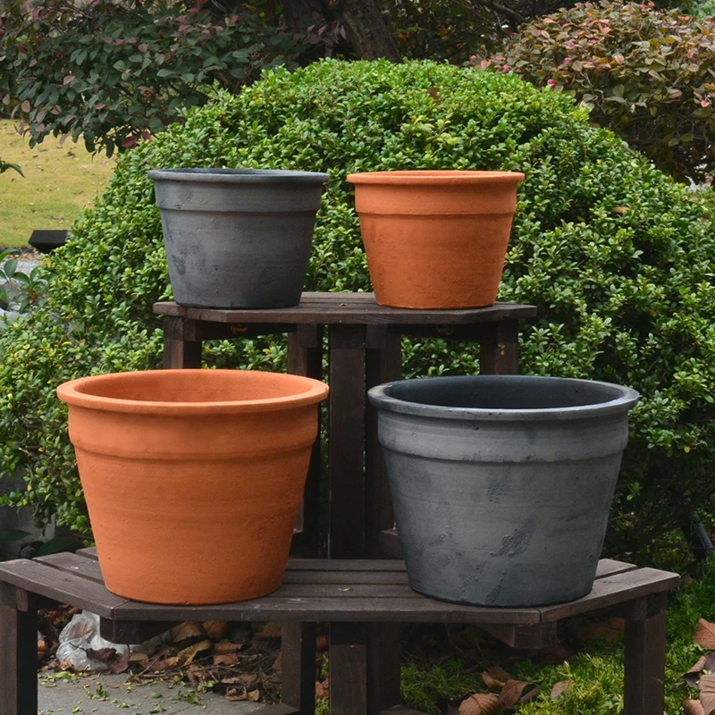 黑陶粗陶红陶大口径透气无釉绿植盆栽老式泥瓦盆多肉植物陶土客厅