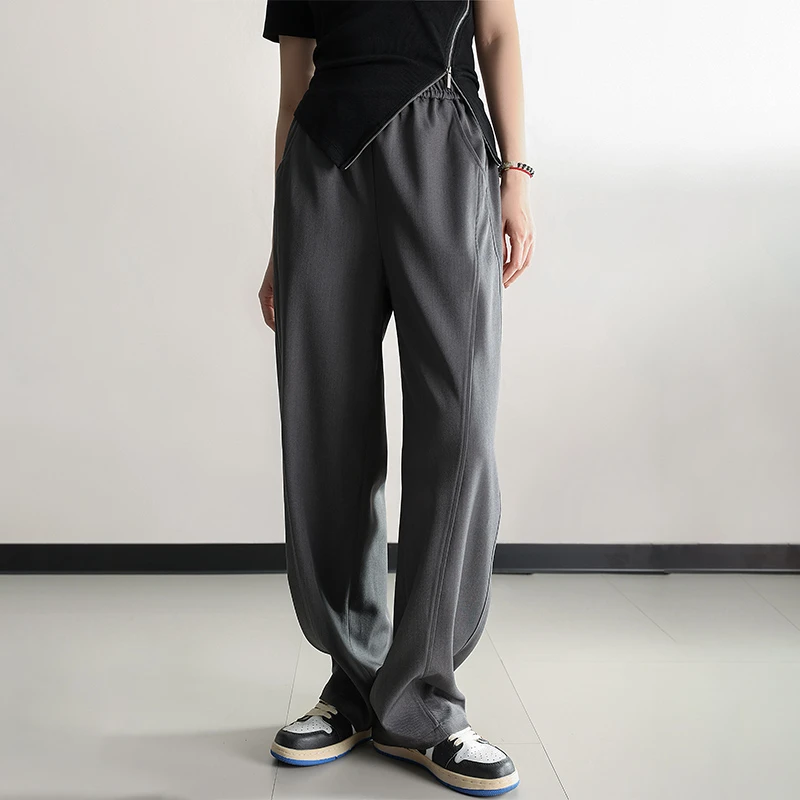 【LANDLADY2专属】夏薄款宽松垂感显瘦立体分割高级灰色休闲裤4060