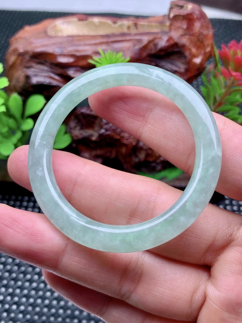 手镯缅甸翡翠天然A货绿底起胶儿童手镯冰润透光老坑老料儿童手镯