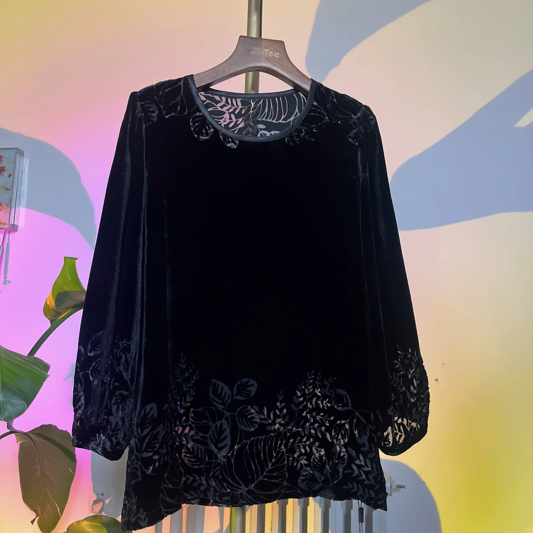 桑蚕丝国风长袖女士上衣