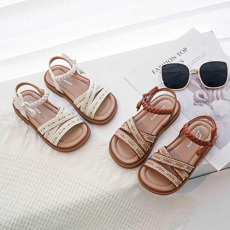 女童鞋子凉鞋2024年夏季新款儿童鞋女孩沙滩鞋露趾公主鞋软底防滑