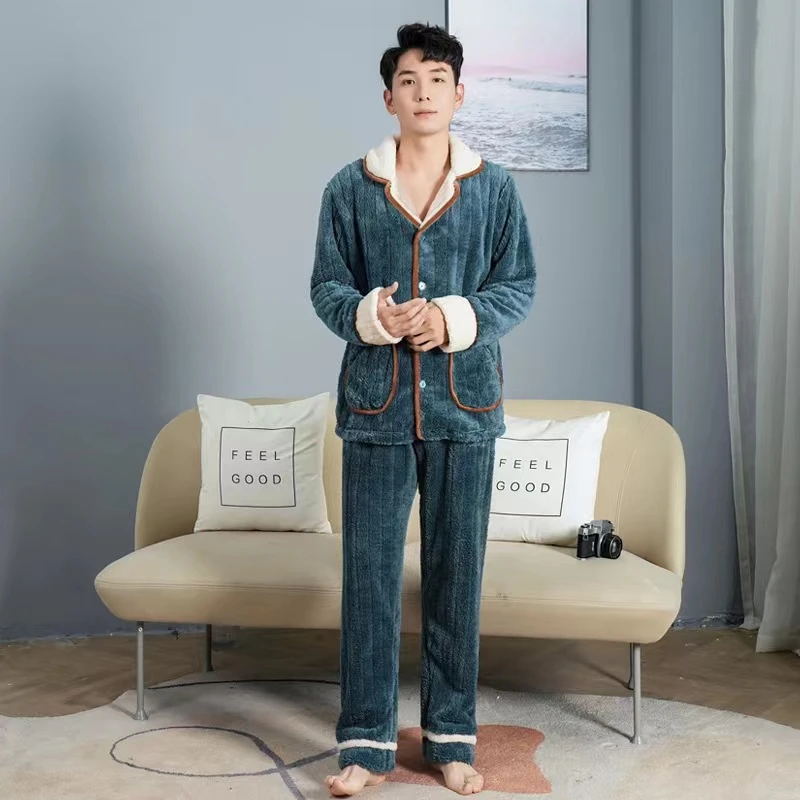 N25 松石绿冬天男款【睡衣青仓 卖一套少一套】家居服套装