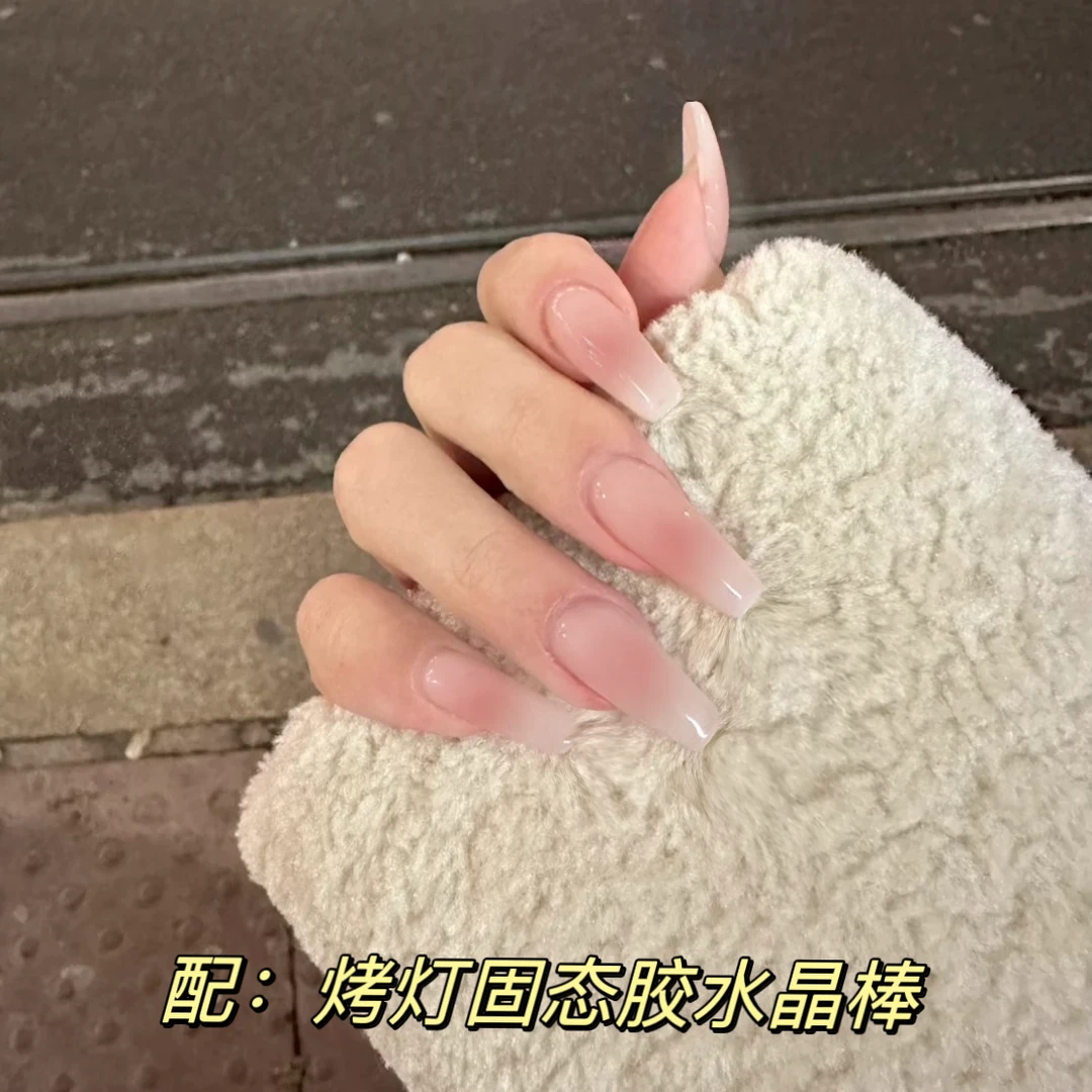 【配：烤灯固态胶水晶棒】华妃摸脸美甲甘露寺同款穿戴甲纯欲裸色