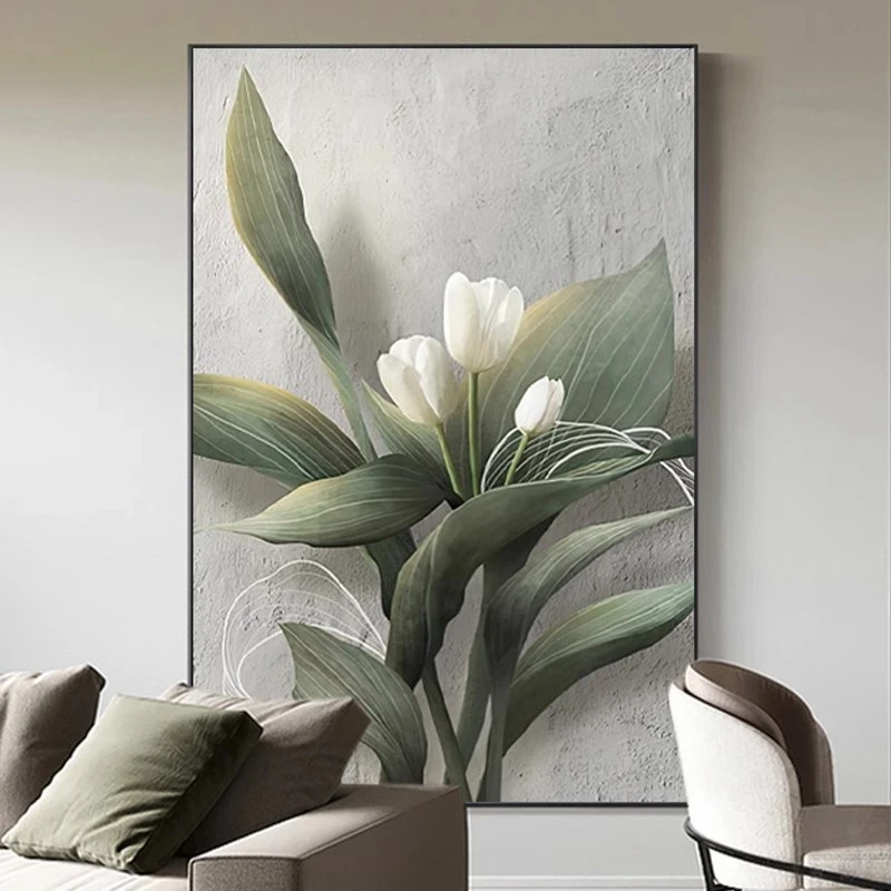 现代轻奢客厅玄关装饰画沙发背景墙面绿植高级感挂画餐厅花卉壁画