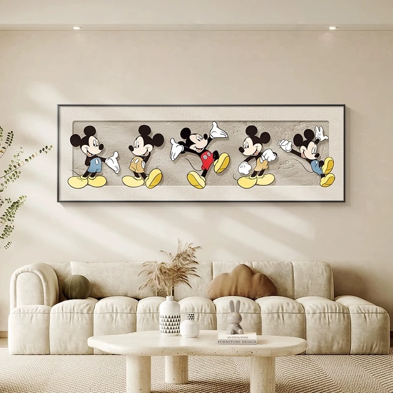 现代简约ins风卧室装饰画卡通米奇床头挂画儿童房墙壁画客厅画