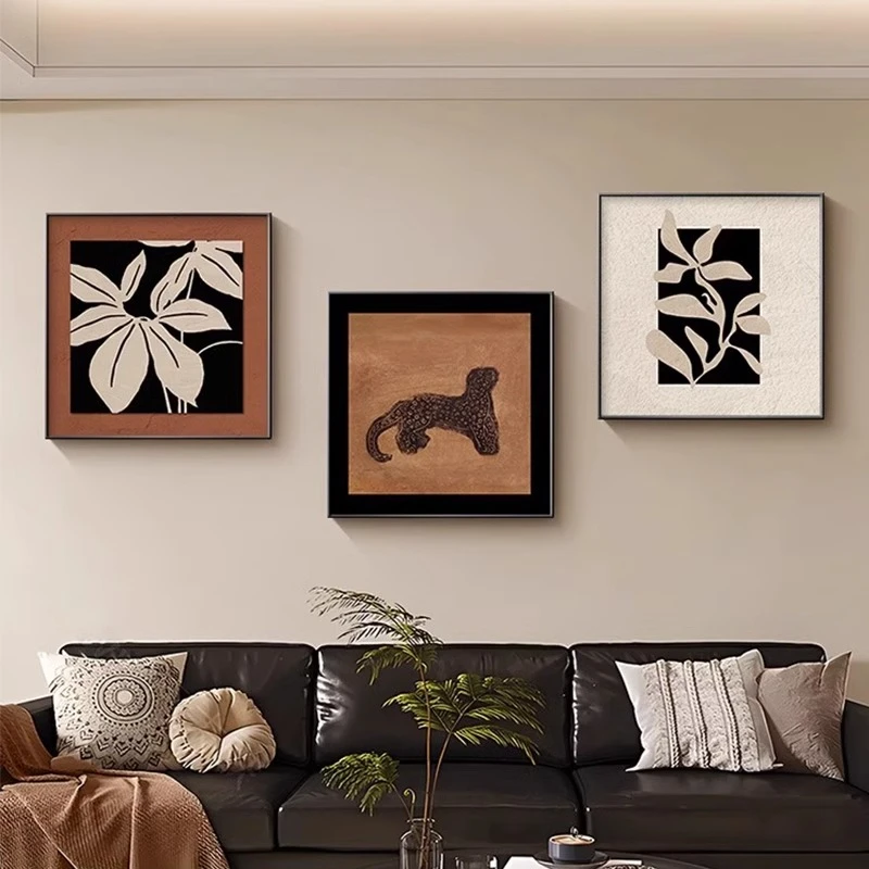 海马盛康美拉德三联法式装饰画中古复古客厅画餐厅壁画床头