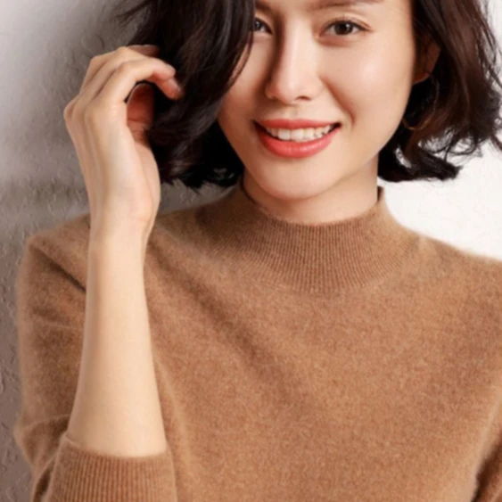 2023秋冬新款韩版纯色百搭毛衣针织衫上衣洋气大码女半高领打底衫