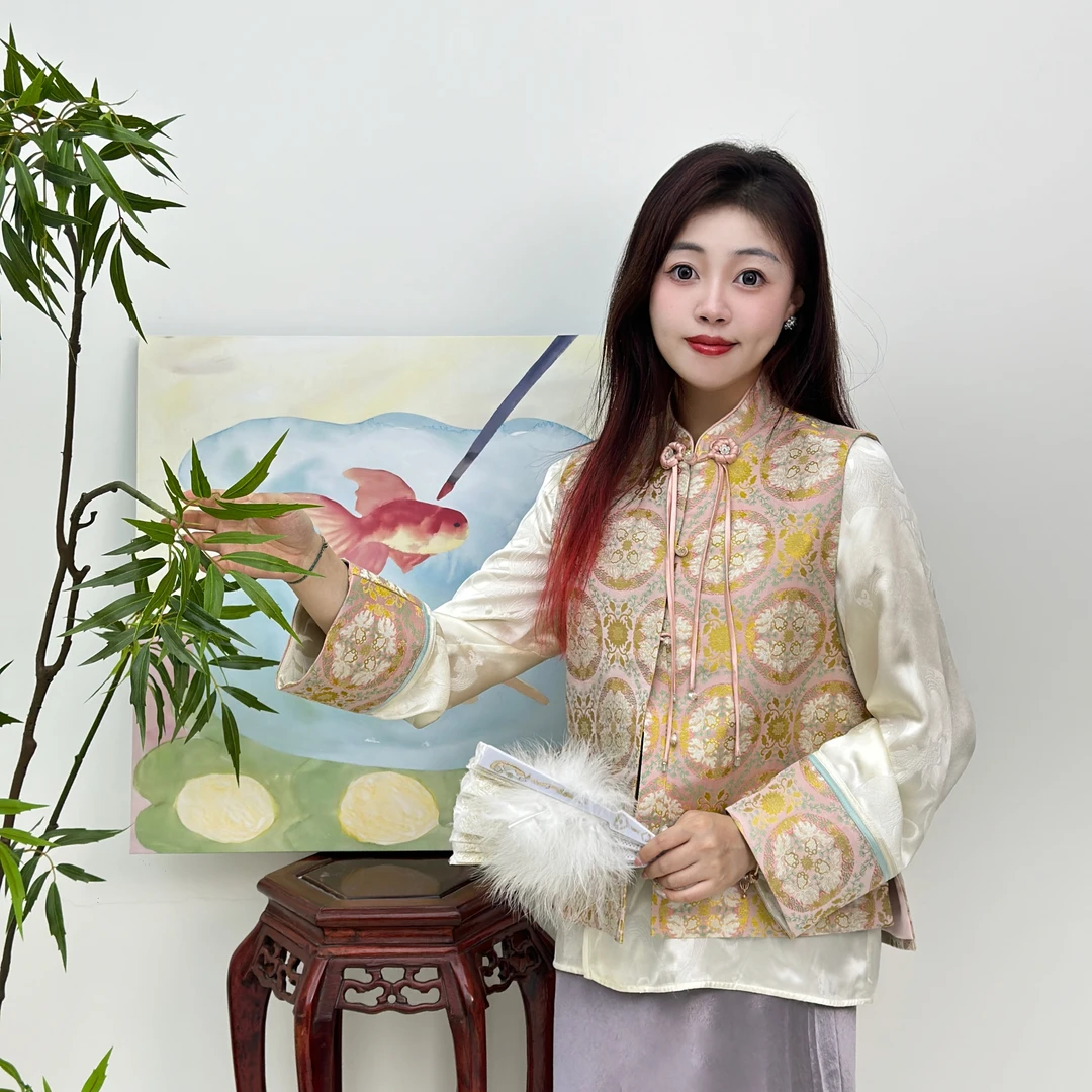 【锦说欢喜】‘金鱼戏莲’钱小萍宋锦新中式非遗宋锦早秋套装 83303