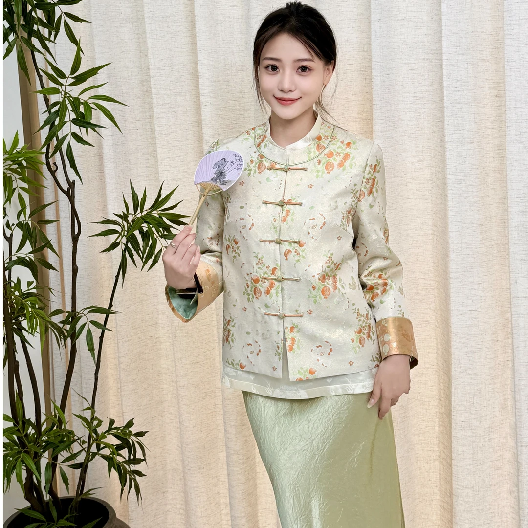 【红人上新】‘时来运转’李德喜正品新中式宋锦早秋新款外套W-83373