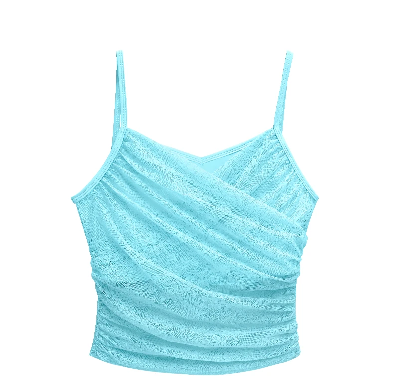 蓝白【高定】中强度性感女神蕾丝网纱背心轻奢3067