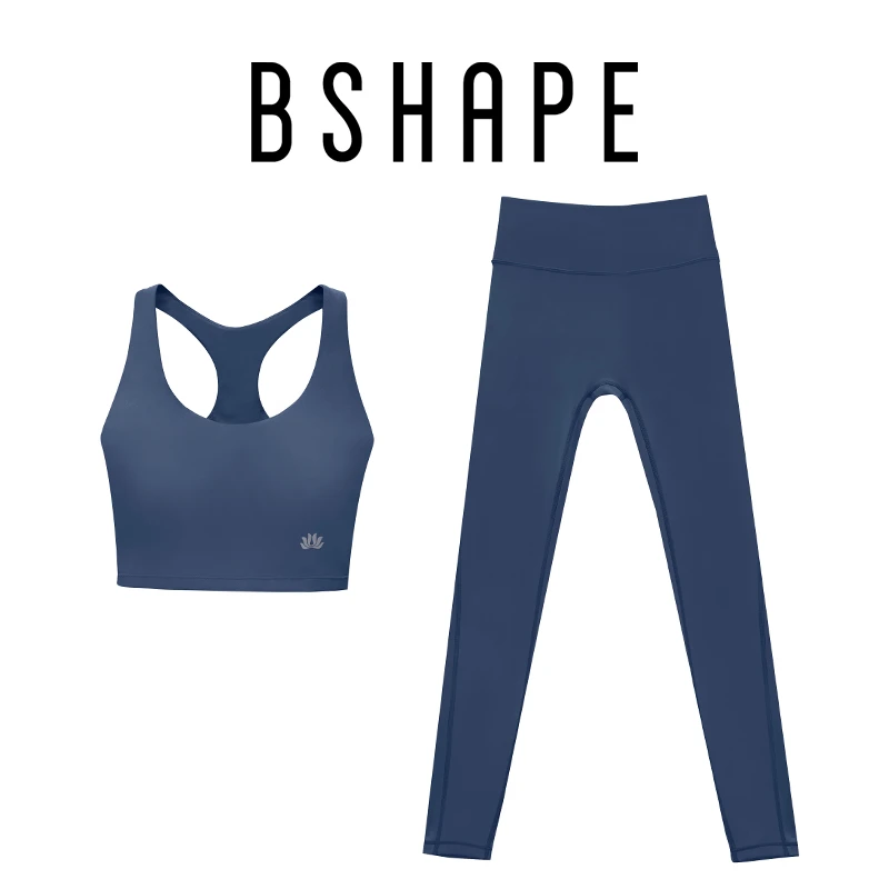 深蓝灰【BS】【莱卡】裸感时尚无尴尬线专业高端运动套装2185+2076