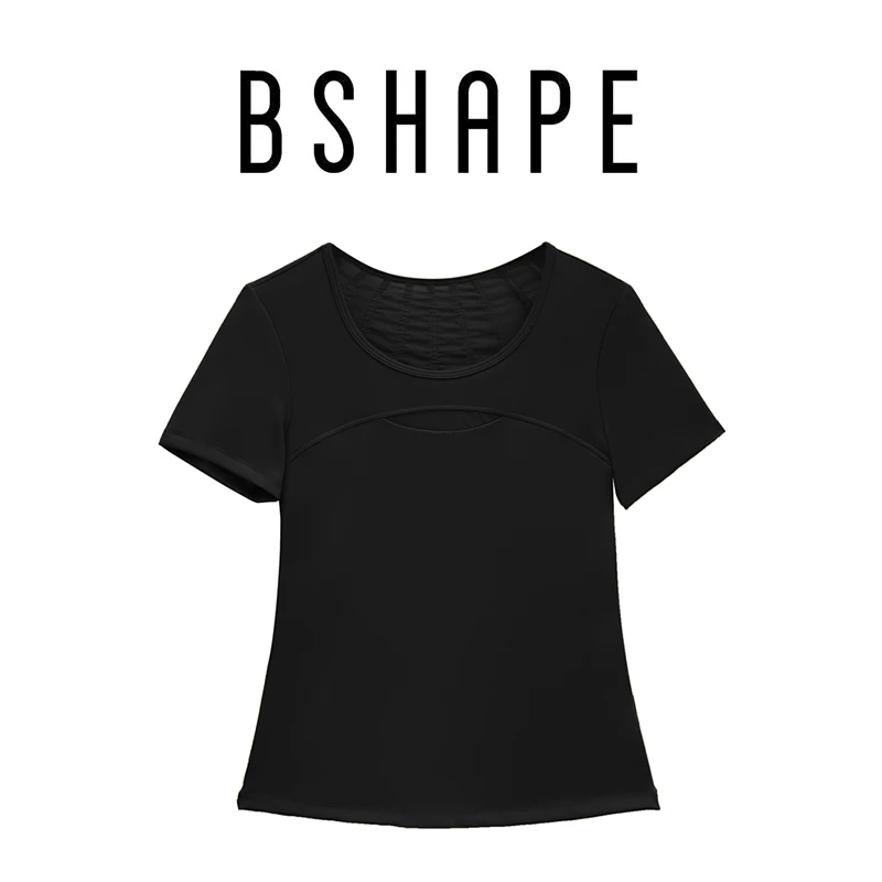黑色【高定】瑜伽服上衣跑步运动外穿中低强度修身显瘦百搭短袖2069