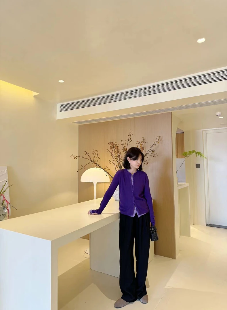 MOREYOUNG李李家双层假两件显瘦高弹针织衫5057