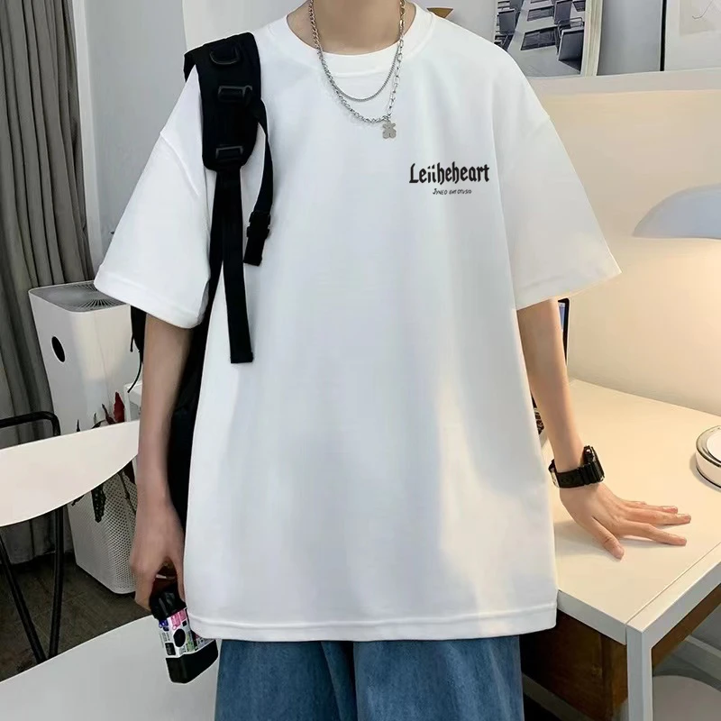 短袖t恤男款夏季潮牌宽松半袖青少年上衣服男生港风简约百搭体恤