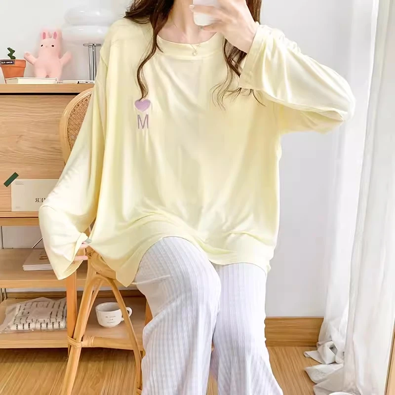 【冰丝爽棉莫代尔带胸垫】月子服夏季薄款产后孕妇睡衣女套可外穿