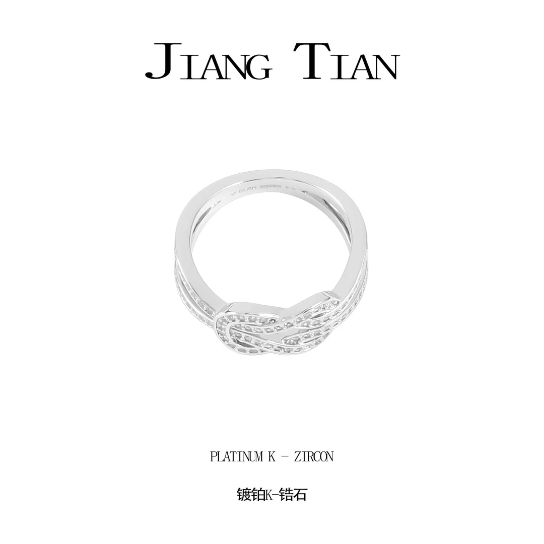 CARSAILN 铜合金锆石戒指 CNC精工 银色拉环系列戒指  R083
